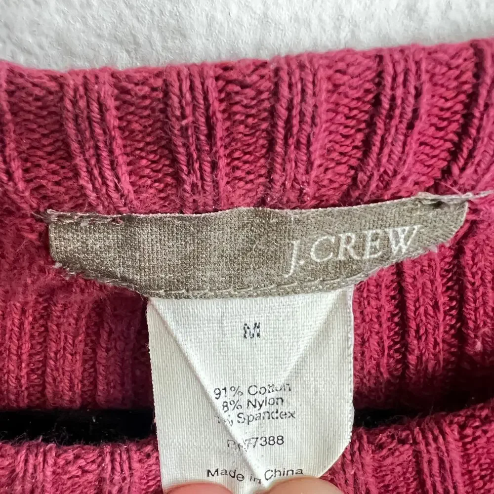 J.Crew Pink Ribbed Sweater Buckle Belt Soft Classic Preppy Coquette Medium‎